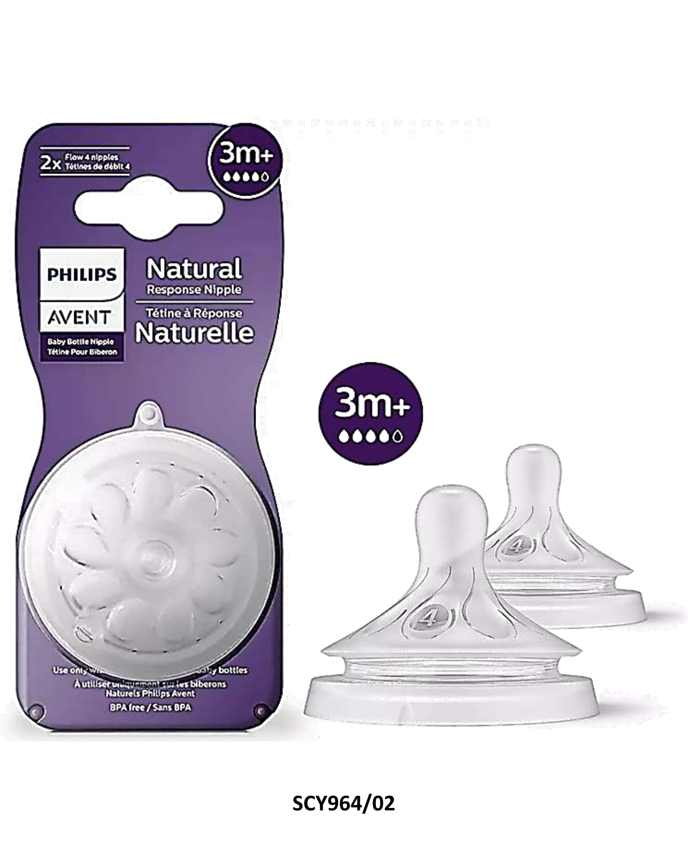 Tetinas Natural Flujo Rápido 3m+  AVENT (Empaque de 2)