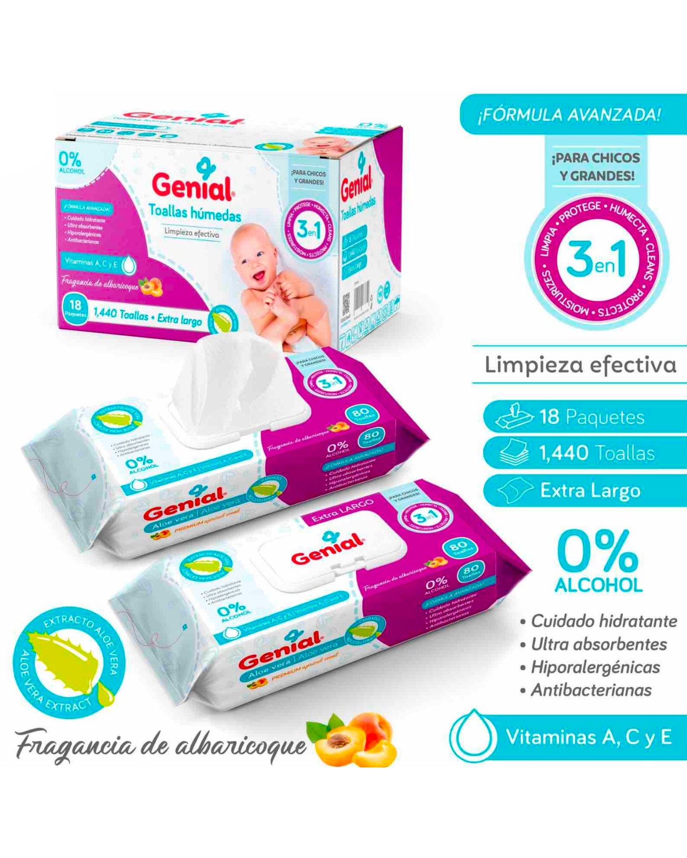 TOALLITAS HUMEDAS PARA BEBE - 80 UND GN-BWC55-80