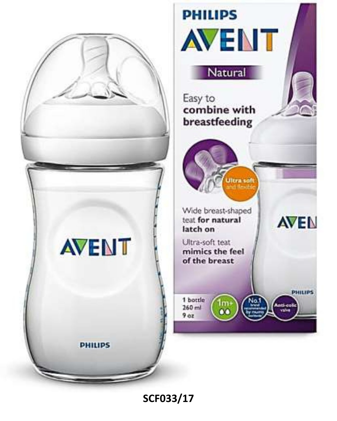 Tetero Natural 2.0 9oz Transparente AVENT