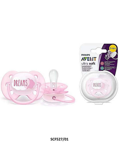 Chupón Ultra Soft 0-6 m  Hello Baby Girl Incluye Caja Esterilizadora AVENT