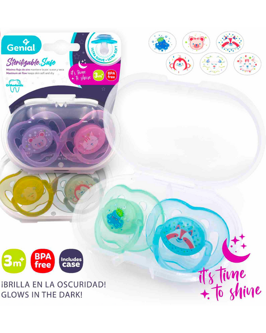 SET 2 CHUPETES BRILLAN EN LA OSCURIDAD GN-PR0123G-2B