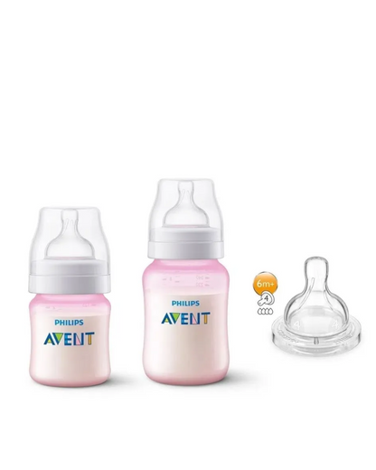 Tetero Anticólico Rosado Decorado 4oz AVENT