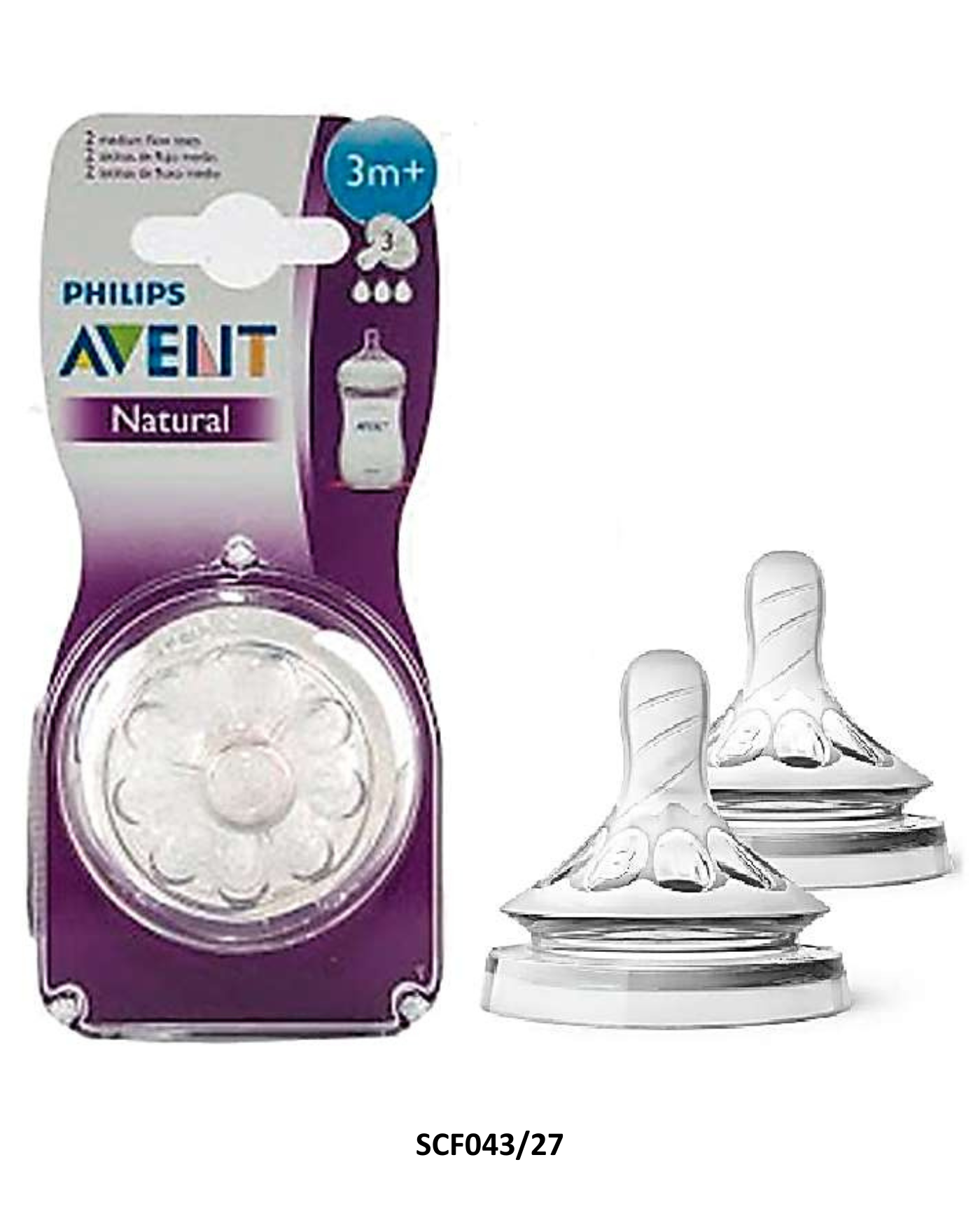 Tetinas Natural 2.0 Flujo Medio  3m+ AVENT (Empaque de 2)